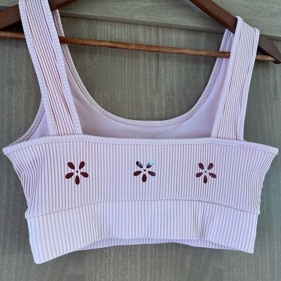 Electric Yoga Pink Sedona Ribbed Bra Flower Cutout Back Women’s size Small - Picture 6 of 15